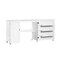 White MDF Folding Sewing Table with Storage Shelves and Wheels for Small Spaces